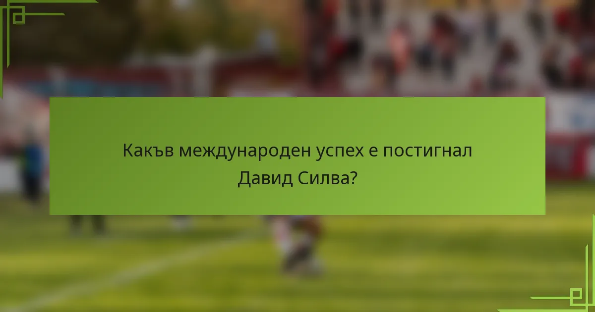 Какъв международен успех е постигнал Давид Силва?
