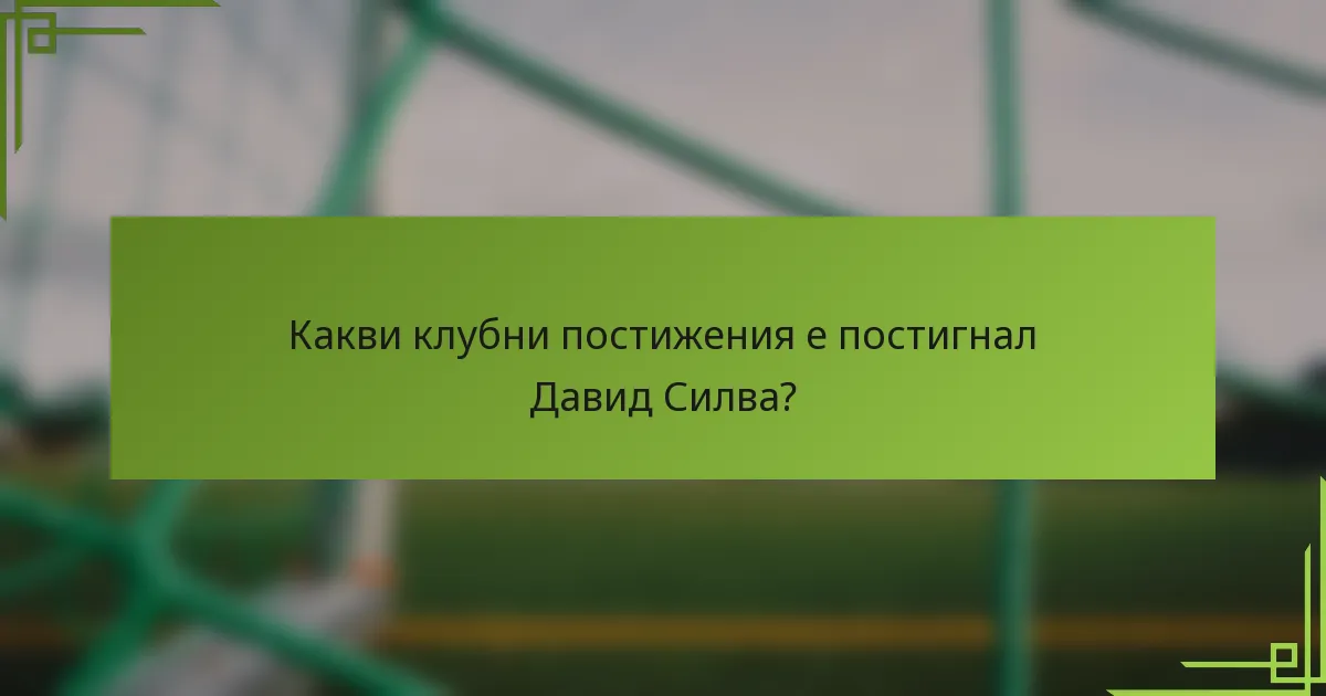 Какви клубни постижения е постигнал Давид Силва?