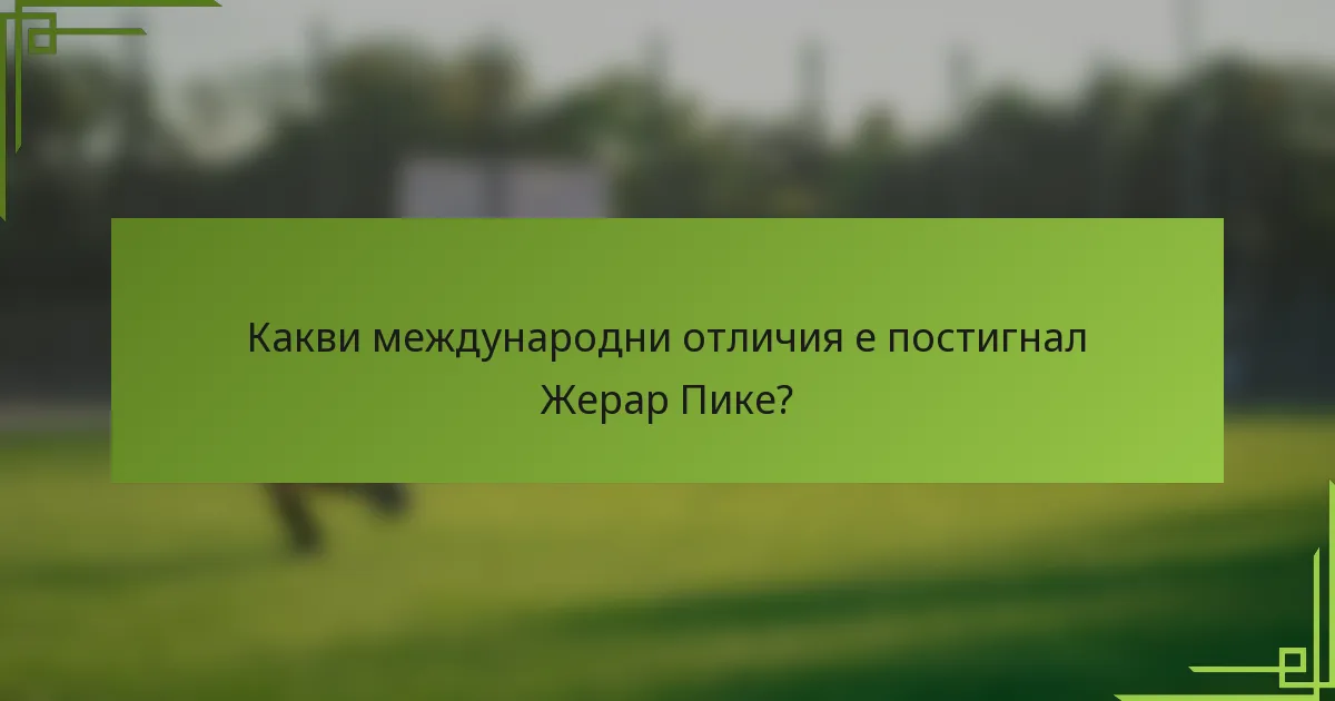 Какви международни отличия е постигнал Жерар Пике?