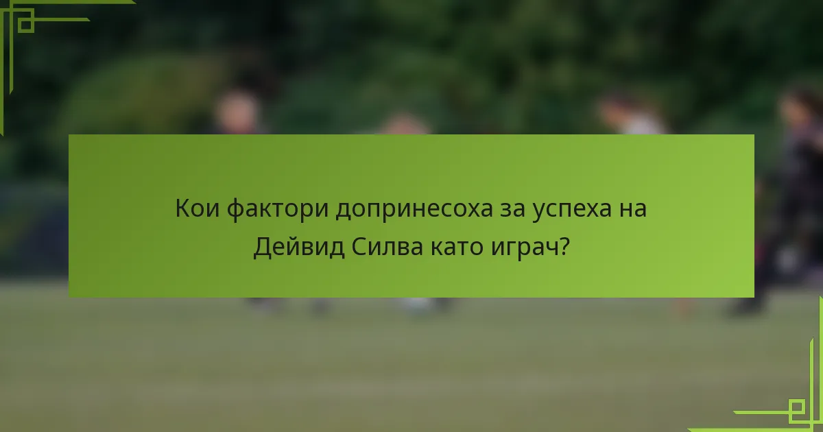 Кои фактори допринесоха за успеха на Дейвид Силва като играч?