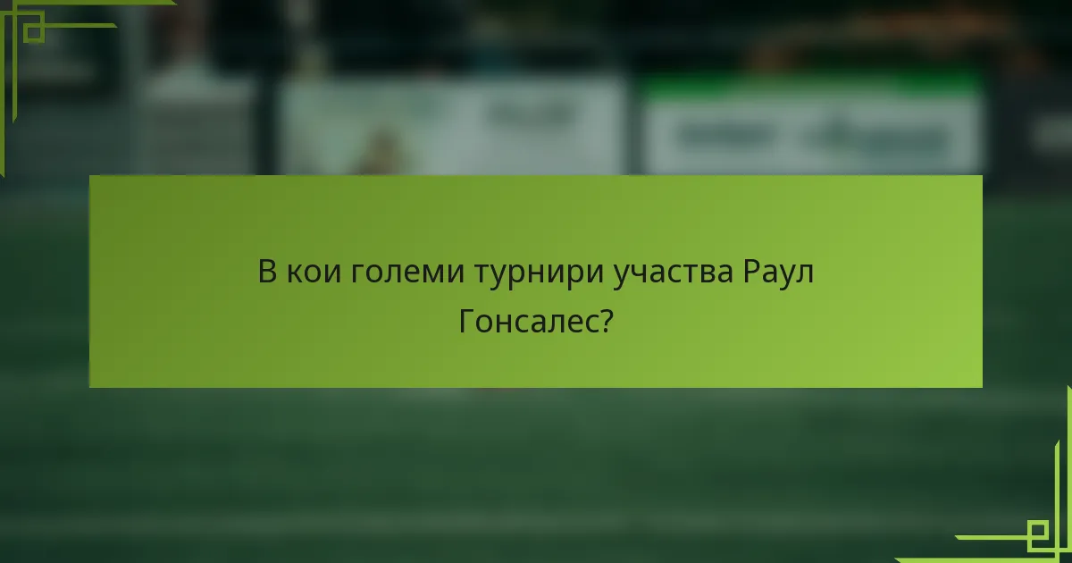 В кои големи турнири участва Раул Гонсалес?